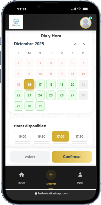 Elige Empleado y Fecha